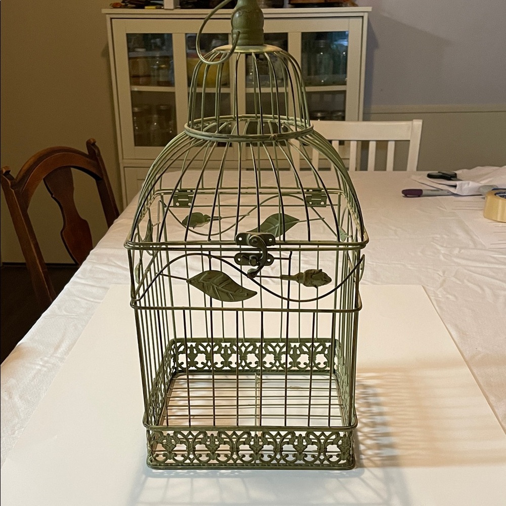 Vintage Green Birdcage Decor